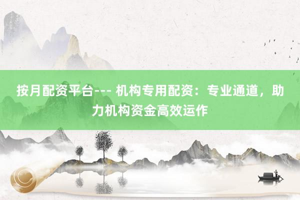 按月配资平台--- 机构专用配资：专业通道，助力机构资金高效运作